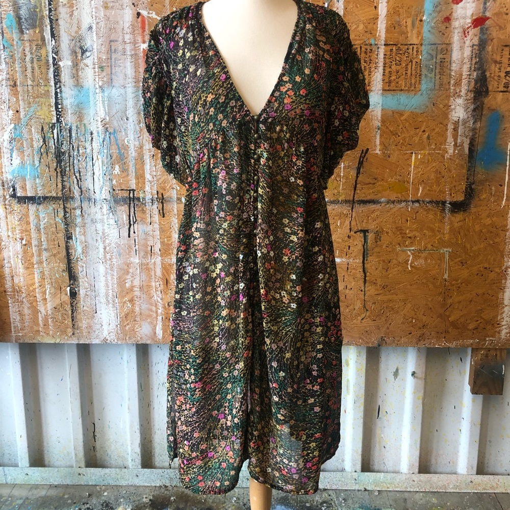 Akemi + Kim  sheer short printed boho dress